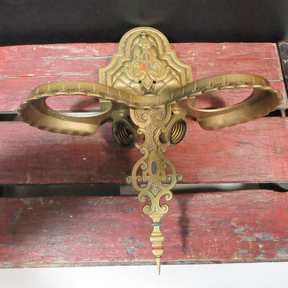Antique Ornate Bronze Sconce Fixture Architectural Hardware Chicago Pat Pend